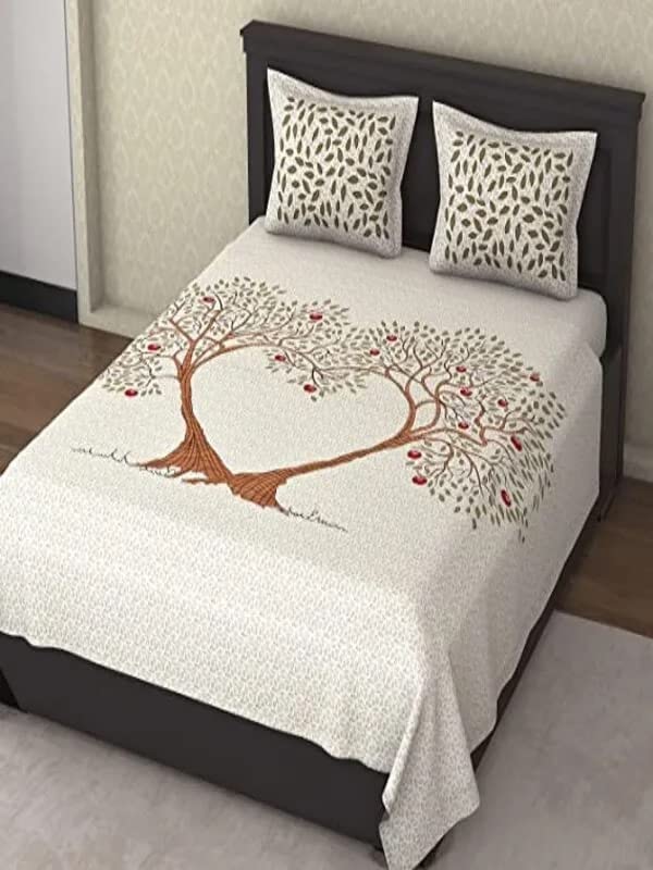 RUNJHUN Quatrefoil Signature Deluxe 100% Cotton Double Bedsheet with 2 Pillow Covers (180 Thread Count)