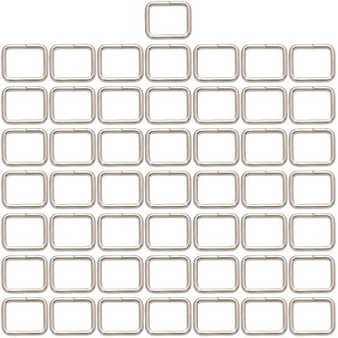 Metal Rectangle Ring Buckles Square Strap Webbing Belt Rings for Bag Purse Non Welded 3/4 x 5/8 Inch, Silver, Pack of 50 Cover