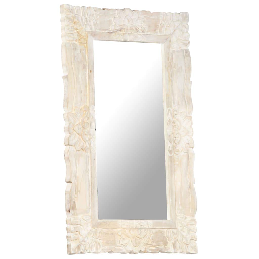 Generic Lustro Białe 50x50 Cm z Litego Drewna Mango, Lustro z drewnianą ramą, Doskonałe Drewno, Doskonałe Wykonanie do Domowej Sypialni, łazienki, Toaletki (80 x 50 cm)