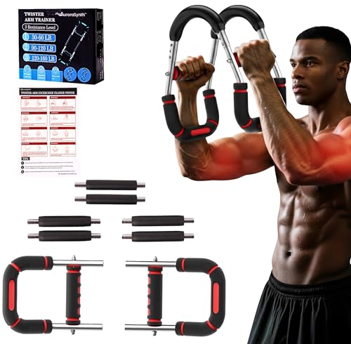 Twister Arm Trainer for Men & Women - Adjustable Hydraulic Power Twister, Upper Body Strength Training Equipment for Home Gym, Chest Expander, Biceps Workout Machine (Red)
