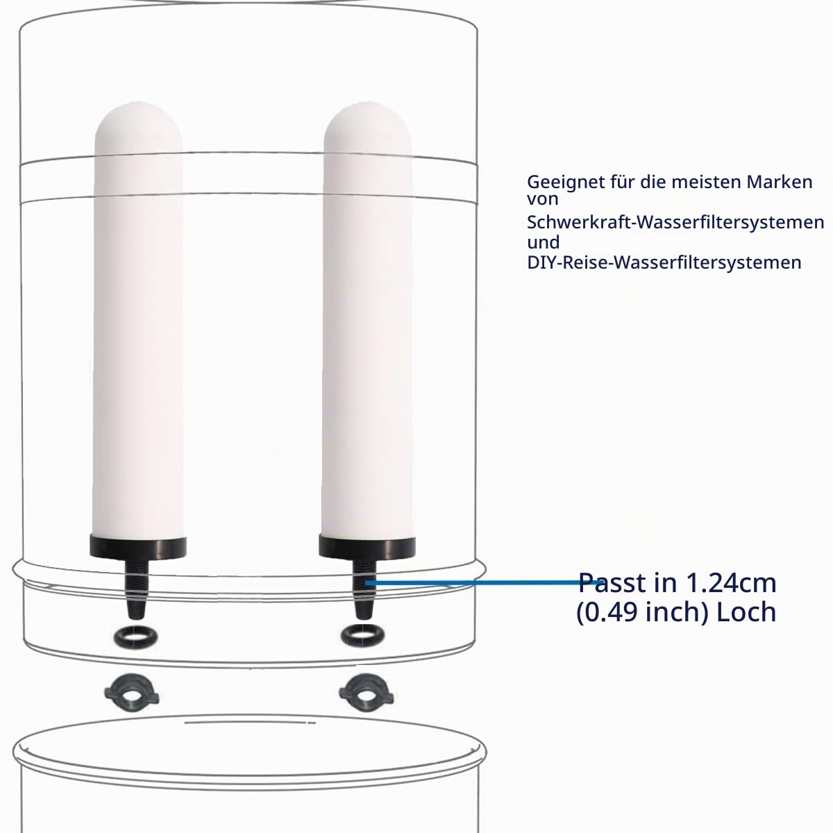 HUINING Kerze aus Keramik mit Aktivkohle für Arbeitsplatte, Schwerkraft-Wasserfiltersystem, Haushalt, Wasserkühler, Filtersysteme, Wasserkrug, 25,4 cm, 4 Stück