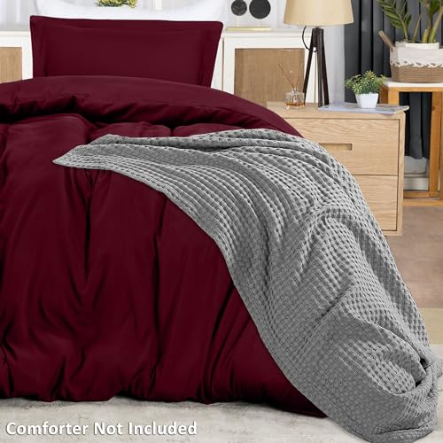 Utopia Bedding Duvet Cover Twin Size - 2 Piece with Zipper Closure - 1 Comforter Cover 68X90 Inches & 1 Pillow Sham 20X26 Inches (Burgundy) Comforter Not Included