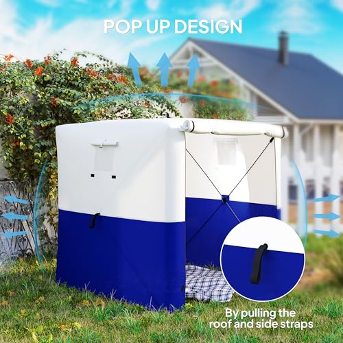 Outsunny Pop Up Gazebo with Sides, 2m x 2m Easy 1 Person Setup Party Tent with Carry Bag, Stakes, Ropes, Folding Multifunctional Instant Shelter, Dark Blue and White - Image 3