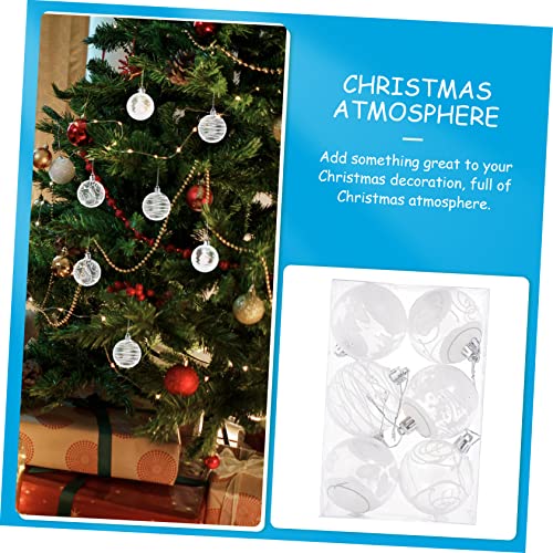Inoomp 6Pcs Christmas Balls Christmas Fillable Baubles Holiday Clear Baubles Snowy Bauble Ornaments Christmas Supply Holiday Ornament Plastic White Colored Balls Delicate #TOP4