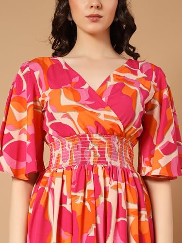 Image of ZWERLON | Beautiful Floral Pattern | Midi Length | Eye-Catching Design | Perfect for Casual |Flattering Fit and Soft | Comfortable Fabric