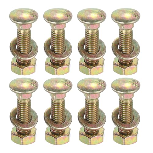 Image of uxcell M8 x 30mm Carriage Bolt Kit, 12 Set Round Head Square Neck Screws, Carriage Bolts Screws Set Includes Washers and Nuts - Carbon Steel Zinc Plated for Fastening Accessories