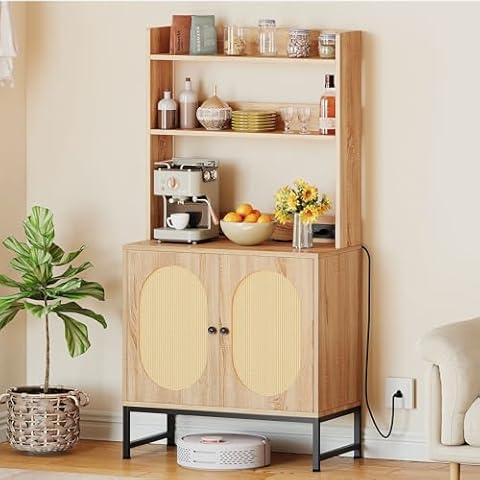 DWVO Microwave Stand with Charging Station Cover