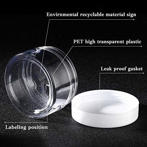 Image of Patelai 4 Pieces Round Wide-mouth Leak Proof Plastic Container Jars with Lids for Travel Storage Makeup Beauty Products Face Creams Oils Salves Ointments DIY Making(4 Ounce,White)