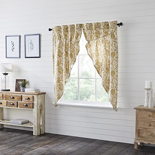 VHC-Brands-Dorset-Farmhouse-Prairie-Curtain-Panels-Floral-Gold-63x36x18-Set-of-2 VHC Brands Dorset Farmhouse Prairie Curtain Panels Floral Gold 63x36x18 Set of 2