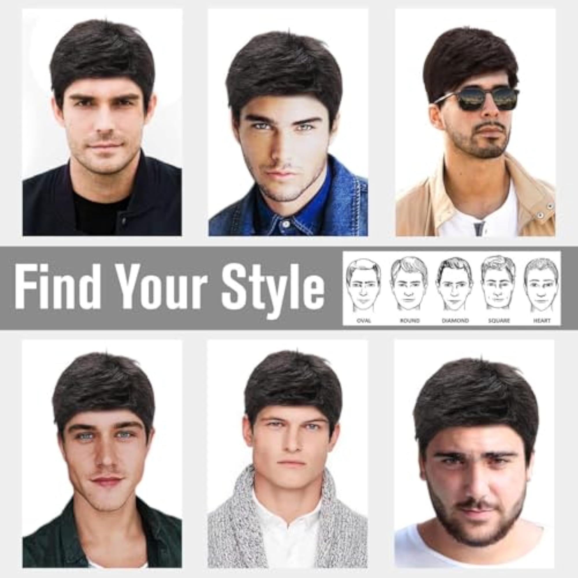Men's Short Black Layered Synthetic Wig for Cosplay