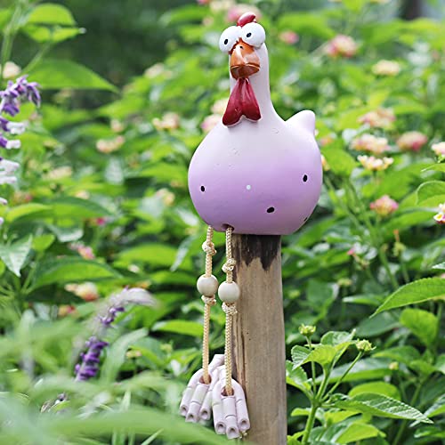 Xiao Chicken Garden Decor, Resin Rooster Yard Outdoor Garden Decor Sculptures Resin Chicken Sculptures For Farm Animal Patio Yard Lawn Decoration (Pink)(001) #TOP2