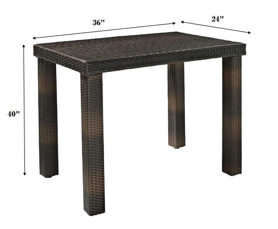 Image of OUTLIVING Patio Rattan Wicker Rectangular Bar Table with 4 Bar Stools | Multipurpose 4 Seater Outdoor Bar Set Furniture for Home, Poolside, Porch, Garden, Balcony, Backyard, and Courtyard (Brown)