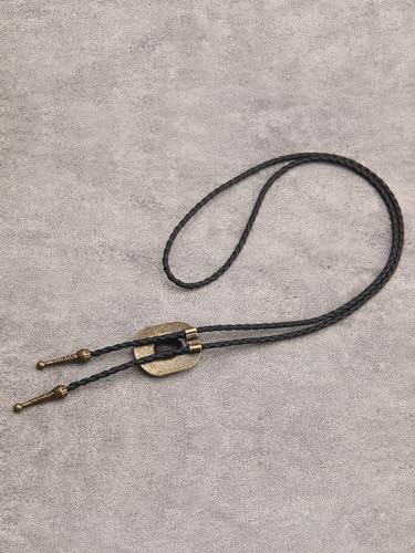 Image of Jeilwiy Bolo Tie for Men Western Cowboy Tie Necklace Gold Bolo Tie Leather Necktie Halloween Tie Accessories for Women