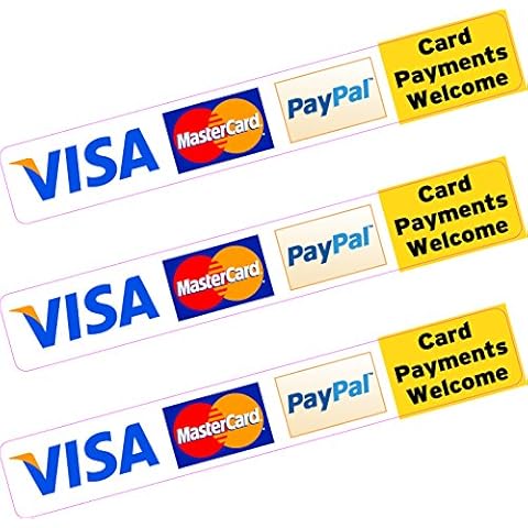 3X Paypal Visa MasterCard Credit Card Payment Sticker Printed Vinyl Shop Taxi Cover