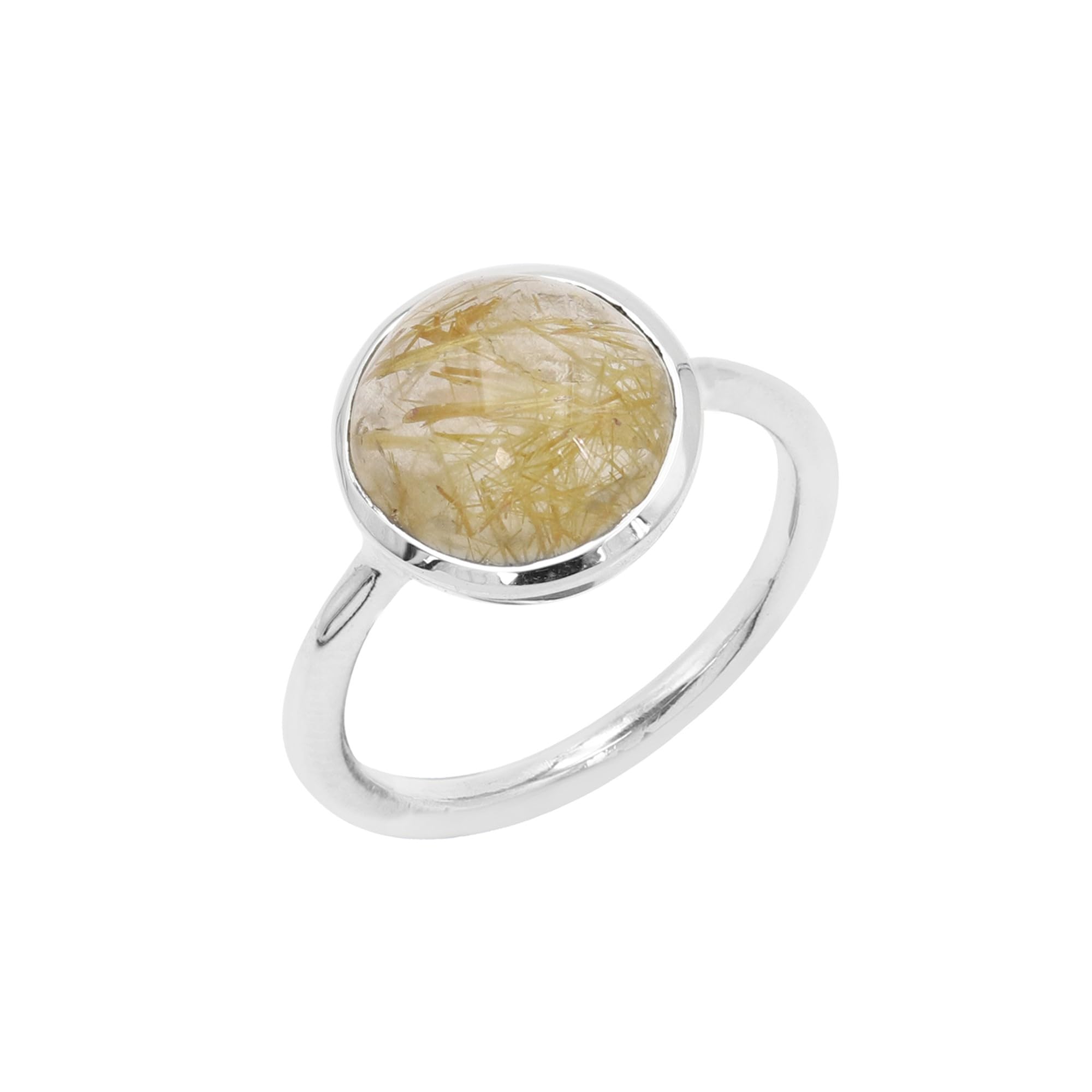 Bague quartz rutilé argent 925 véritable anti-ternissement - 7