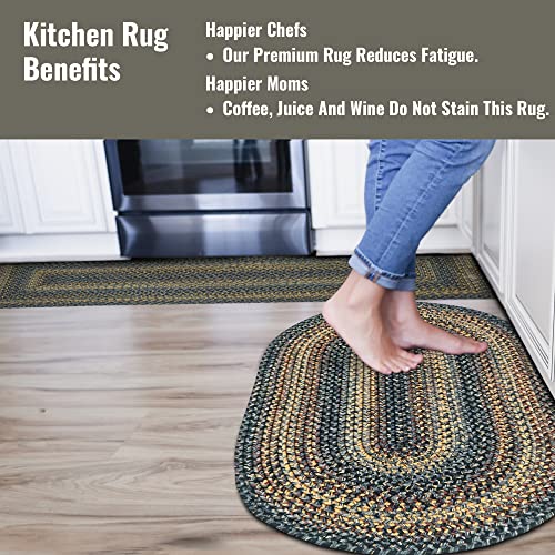 Homespice Black Forest Braided Rug 20X30In Oval Black-Grey Colors. Washable Indoor Outdoor. Uses- Entryway, Kitchen, Bathroom, Anti-Fatigue, Sink Spill Absorbing, Ergonomic Comfort Standing Mat #TOP3