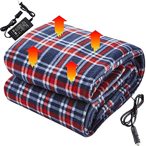 Big Ant Manta pequeña para sofá, manta para sofá, manta para acurrucarse como manta térmica de 12 V, 220 V - 240 V, con adaptador de corriente alterna, para camping, viajes, casa, oficina