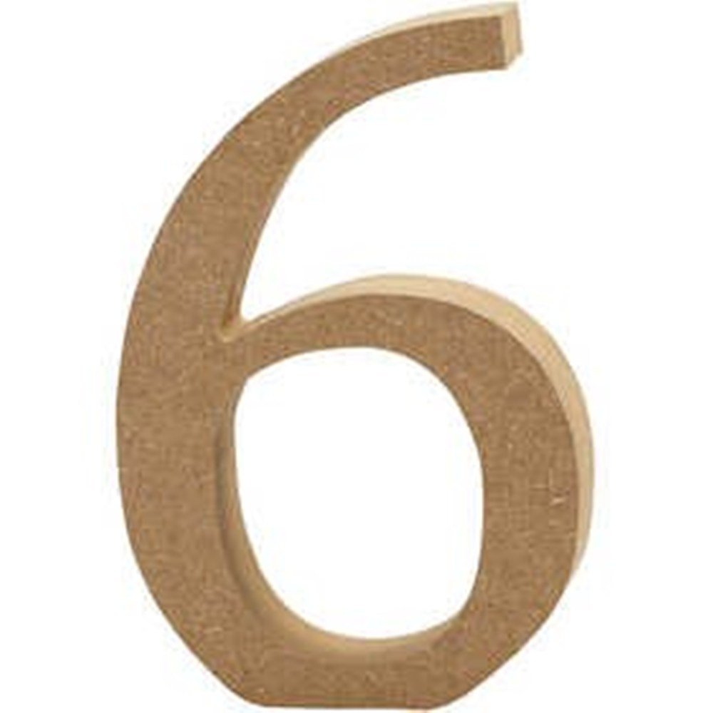 13cm Large Wooden MDF Number Shape to Decorate - 6 | Wood Shapes for Crafts