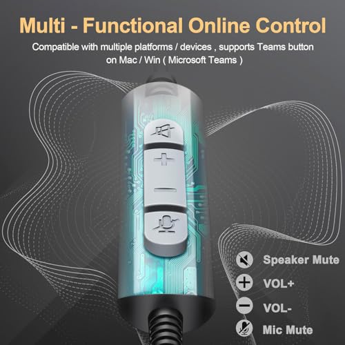 Auriculares USB con micrófono PC y portátil de oficina ajustables 4