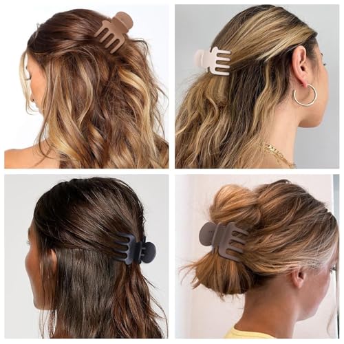 HFLYJPYW 8 Pcs Medium Hair Clips for Women Girls - 2 Styles Rectangle and Double Row Teeth Small Claw Clips for Thin Fine Thick Hair, Matte Non-slip Strong Hold Jaw ClipsDark Collection) - image 5