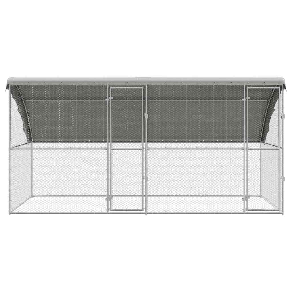 Gabbia per polli, 2 pezzi, argento, 400 x 200 x 200 cm, in acciaio zincato, gabbia per polli, conigli, oce, colombe e quaglie, con 2 ante