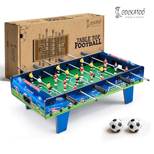 Image of Cockatoo Indoor Soccer Game for Boys & Girls, Foosball Big Table with 6 Rod Cap, 6 Handles and 18 Players, 2 Ball, 2 Scorer, 2 Goal Box, Wooden Size: 50 * 37 * 15.5cm-Green