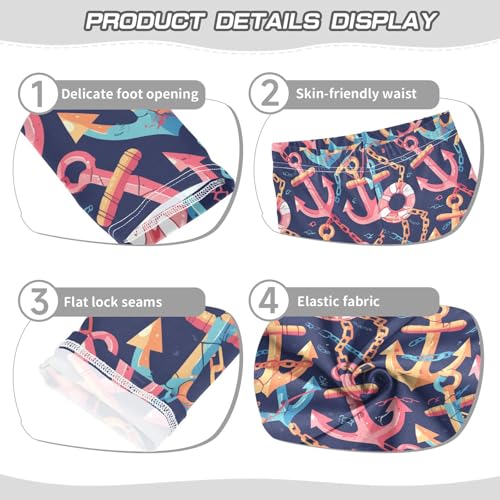 KLL Ocean Themed Simple Anchors Toddler Girls Athletic Leggings Comfortable Full Length Yoga Pants Running3