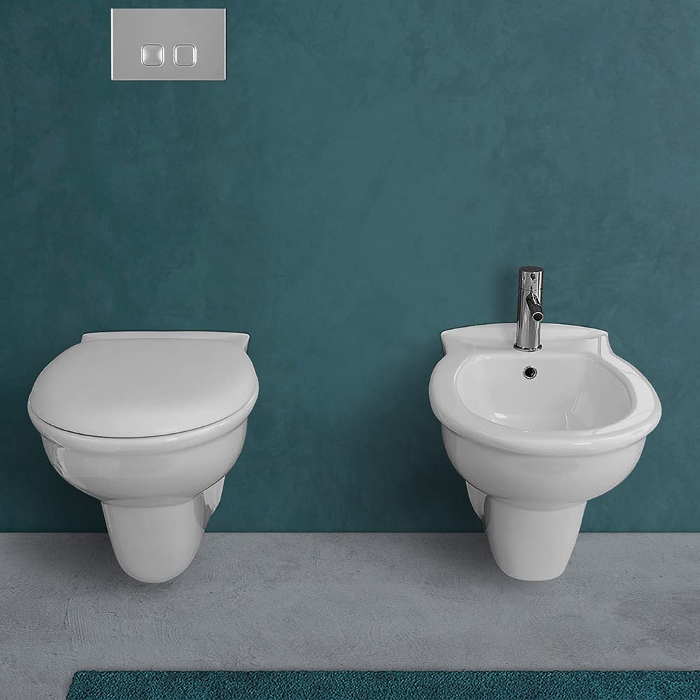 Inbagno Coppia di Sanitari sospesi WC + Copriwater con Chiusura rallentata Soft Close e Bidet Karla RAK Ceramics