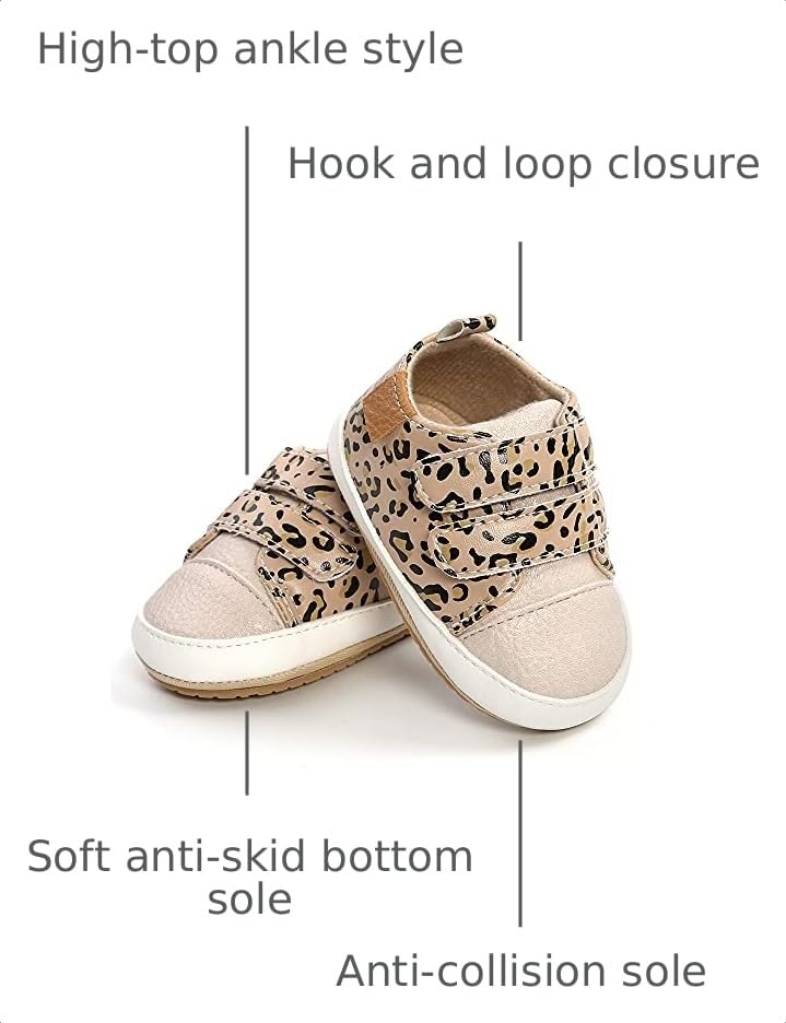 Image of SOFMUO Baby Boys Girls High Top Ankle PU Leather Sneakers Soft Rubber Sole Infant Moccasins Newborn Oxford Loafers Anti-Slip Toddler Wedding Uniform Dress Shoes