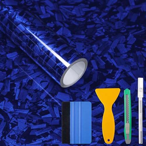 Vinyle fibre de carbone forgé anti-bulles Lypumso bleu pour personnalisation auto