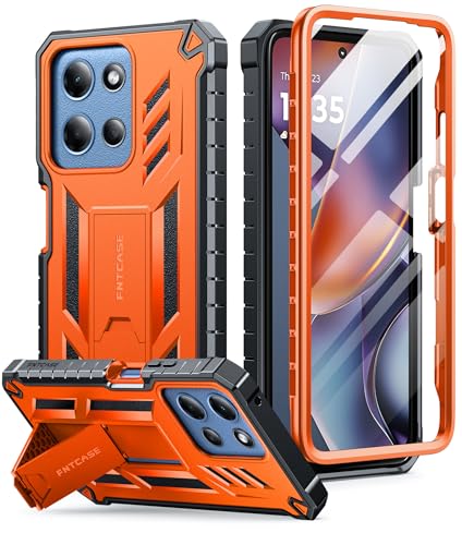 FNTCASE for Moto-G 2026/2025 Case: for Motorola Moto G Play 2026 5G Military Grade Drop Proof Protection Cover with Kickstand | Matte Textured Rugged Shockproof TPU | Protective Phone Case Orange