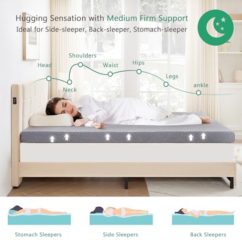 VECELO Gel Infused Memory Foam Mattress Topper Full Size, 4 Inch Fresh Cooling Mattress Pad with Washable Cover for Full Mattress, Pain Pressure Relieve Bed Topper, Breathable, Comfort