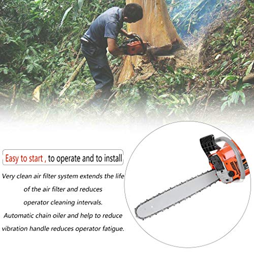 58CC 2-Stroke Bar Gasoline Powered Chainsaw, 20-Inch Chainsaw, Cordless Handheld Gasoline Power Chain Saws for Cutting Trees, Wood, Garden and Farm (Orange)