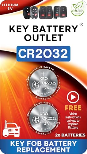 CR2032 Key Fob Battery Replacement (2 Pack) – Fits Honda, Toyota, Nissan, Subaru & More – 2032 Car Key Fob Battery with Video Guide