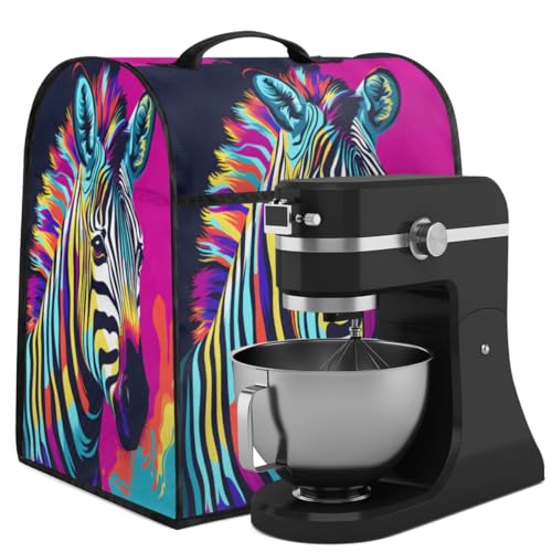 Coffee Maker Cover Colorful Animal Zebra Kitchen Appliance Covers Small Appliance Covers Blender Cover Juicer Cover Dust Covers for Kitchen Appliances with Top Handle and Pockets,Washable,C196