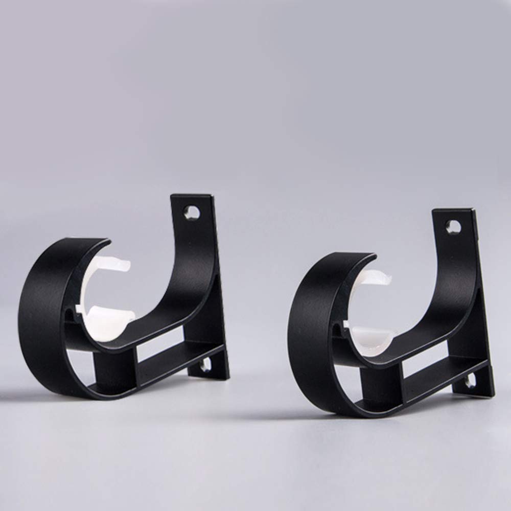 KOLAKO Supports de tringle à rideau en alliage d'aluminium pour tringle à rideau 26-28 mm noir