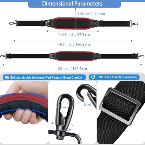 Image of ZINZ Fixed Pad Bag Strap 60 inch Belt with Cushion Breathable Pad,Durable Strap with Double Adjustable Buckle and Metal Hooks