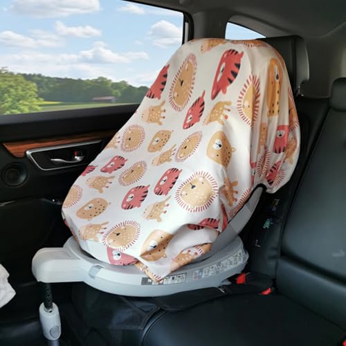 Image of Car Seat Sun Shade Cover Baby Car Seat Sun Shade Cover, Keeps Toddler's Seat Cool,Covers and Blocks Out Heat & Sun, Protection from UV Sunlight (Animal)