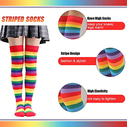 Barrlves Women's Women Knee High Socks & Knit Arm Warmer Striped Socks Gloves
