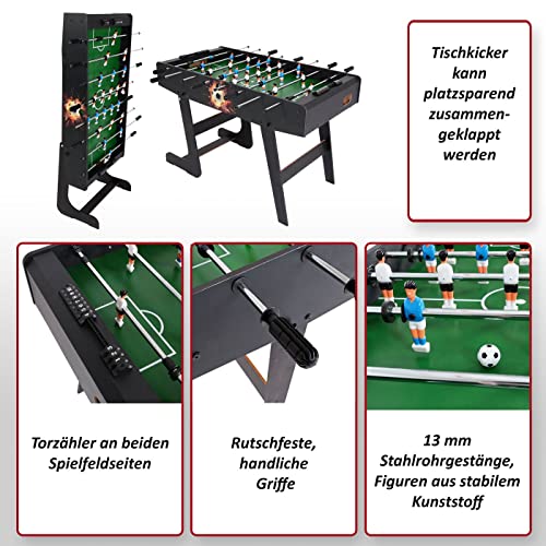 Mendler Tischkicker London, Kicker Kickertisch Tischfussball, klappbar 84x121x105 - schwarz