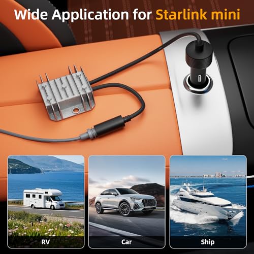 Image of 12V Power Cable Starlink Mini Car Adapter with Cigarette Lighter Plug, Starlink Step up Converter 10V-28V to 30V for RVs, Cars and Boats