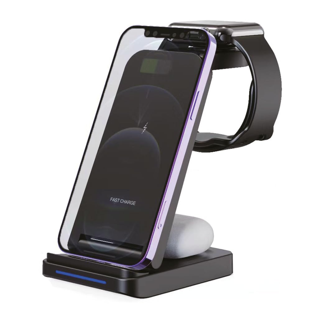 Euro Marketing Manufacturing 3 En 1 Wireless Charger - Base De Carga Usb Plegable