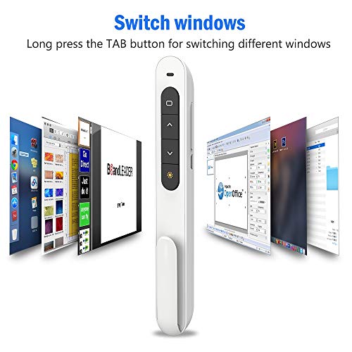 Image of DinoFire White Wireless Presenter, Volume Control Presentation Clicker, RF 2.4GHz PowerPoint Clicker Presentation Remote Control Slide Clicker Advancer