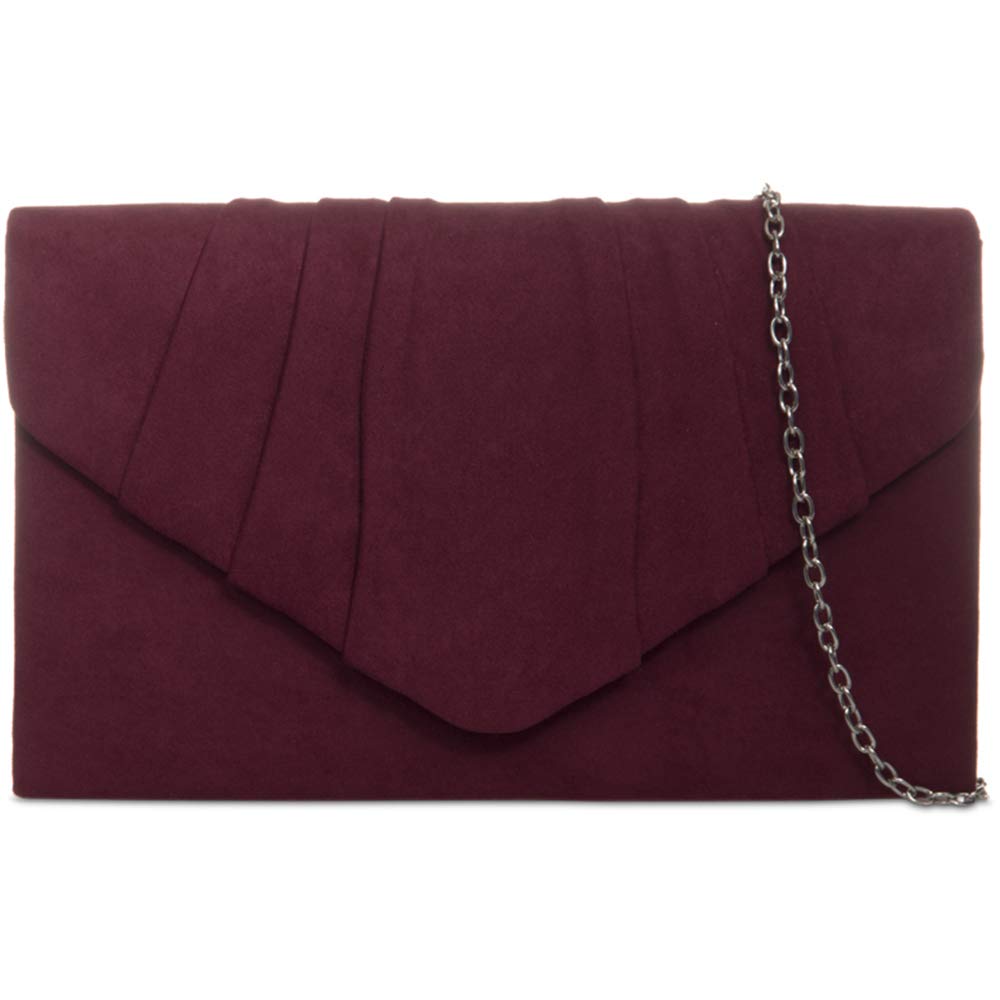 Craze LondonWomens Plain Suede Wedding Prom Party Clutch Bag Ladies Evening Shoulder Hand Bag