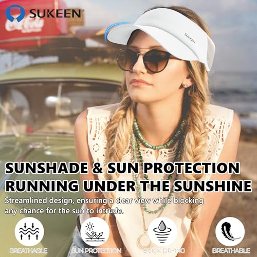 Image of Sukeen Sports Sun Visor Men Women Lightweight Portable Cooling Stretchy Visor Hat for Running, Golf, Daily Wear