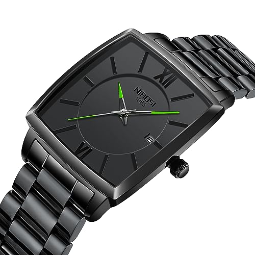Image of NIBOSI Men's Watches Analog Military Sport Black Dial Watches for Men Business Waterproof Casual Watch Stainless Steel Wrist Watches Date