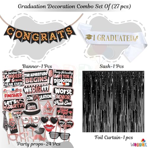 Image of Wobbox Graduation Props for Adults, Graduation Party Props, Happy Graduation Banner, Graduation Sash, Graduation Party Decorations Items (FP5052)