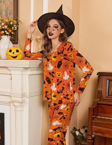 Image of Ekouaer Womens Pajama Sets 2 Piece Lounge Set Fall Winter Pajamas Long Sleeve Pjs Top and Pants Soft Pj Sets Loose Sleepwear