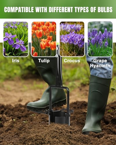 image for Joyhalo Bulb Planter Tool Long Handle, 30in Serrated Base, 5 in 1 Lawn