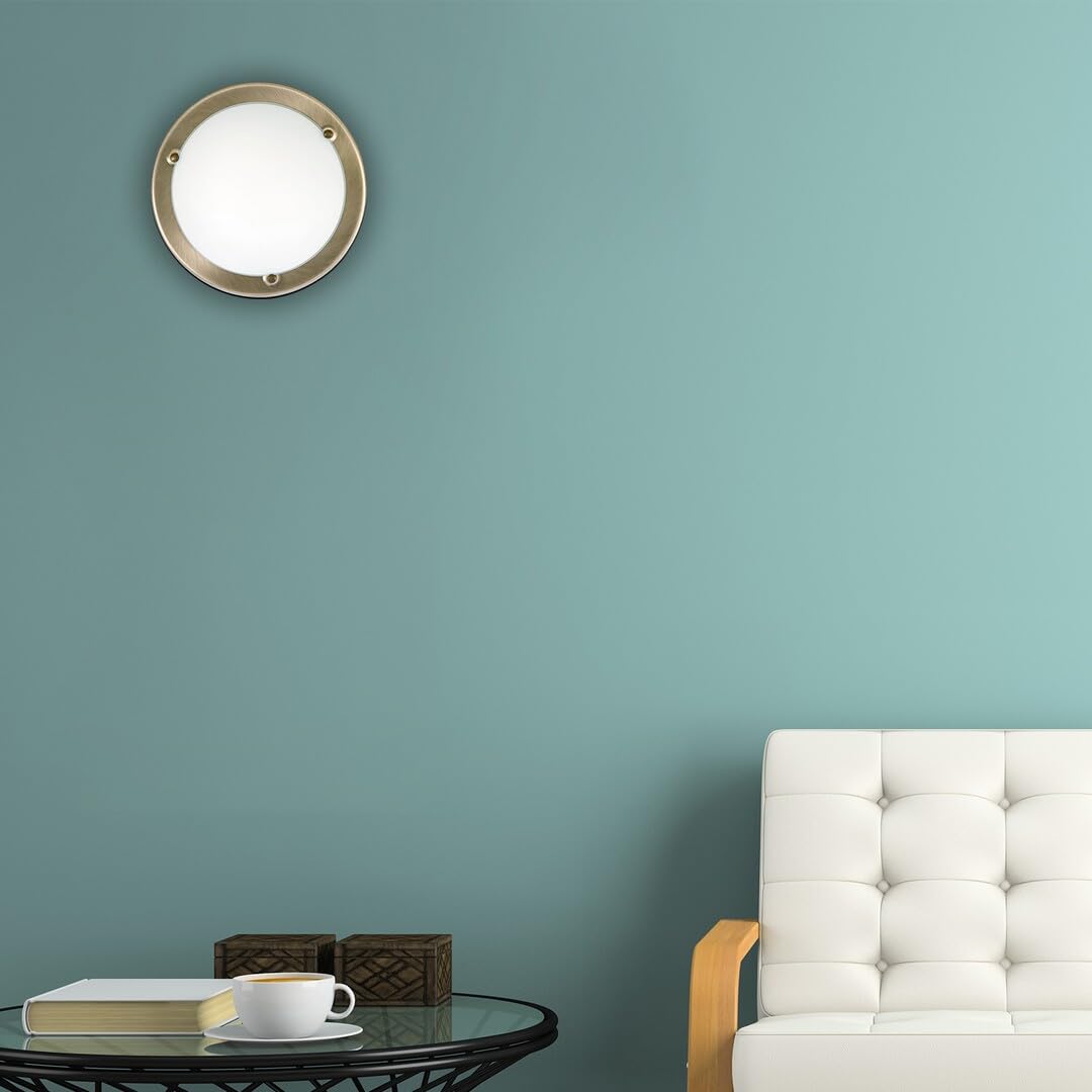 LED Universum Deckenleuchte Wandleuchte gold bronze matt rund Ø38cm aus Glas opal und Metall mit 2x E27 Fassung für Glühbirne oder LED-Leuchtmittel | Deckenlampe Wohnzimmer Schlafzimmer Küche Flur